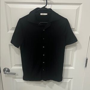 Suitsupply Black Short-Sleeve Casual Button-Down Shirt